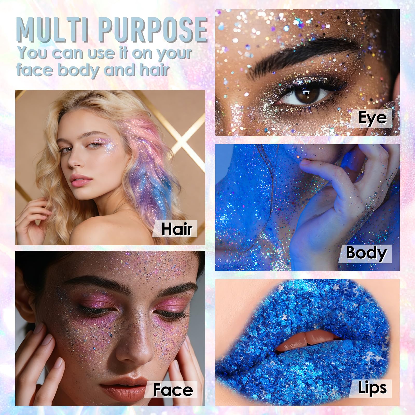 Red White and Blue Face Body Glitter Stick, Chunky Sequins Body Face Glitter for Women Girls, Sparkle Patriotic Pride Chunky Glitter Makeup for Memorial Day, 4th of July Accessories Outfits