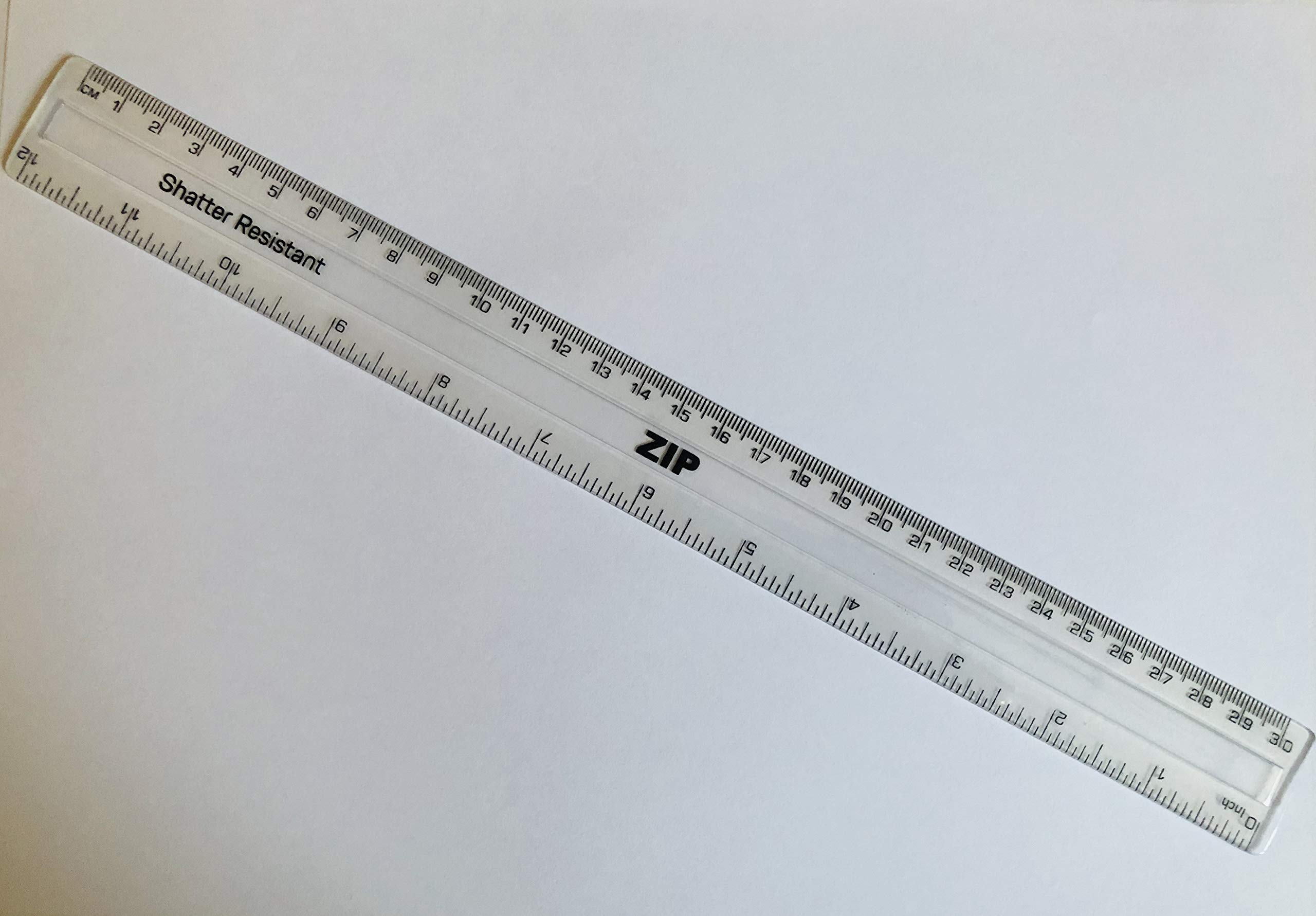 Zip Clear Plastic 30Cm 12Inch Ruler - Shatter Resistant