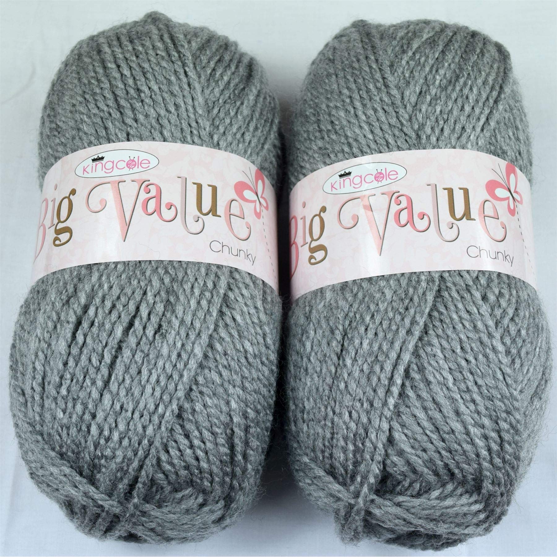 SleepyNights Big Value Chunky Knitting Yarn Wool Acrylic 2 Pack (2 x 100g) - Grey