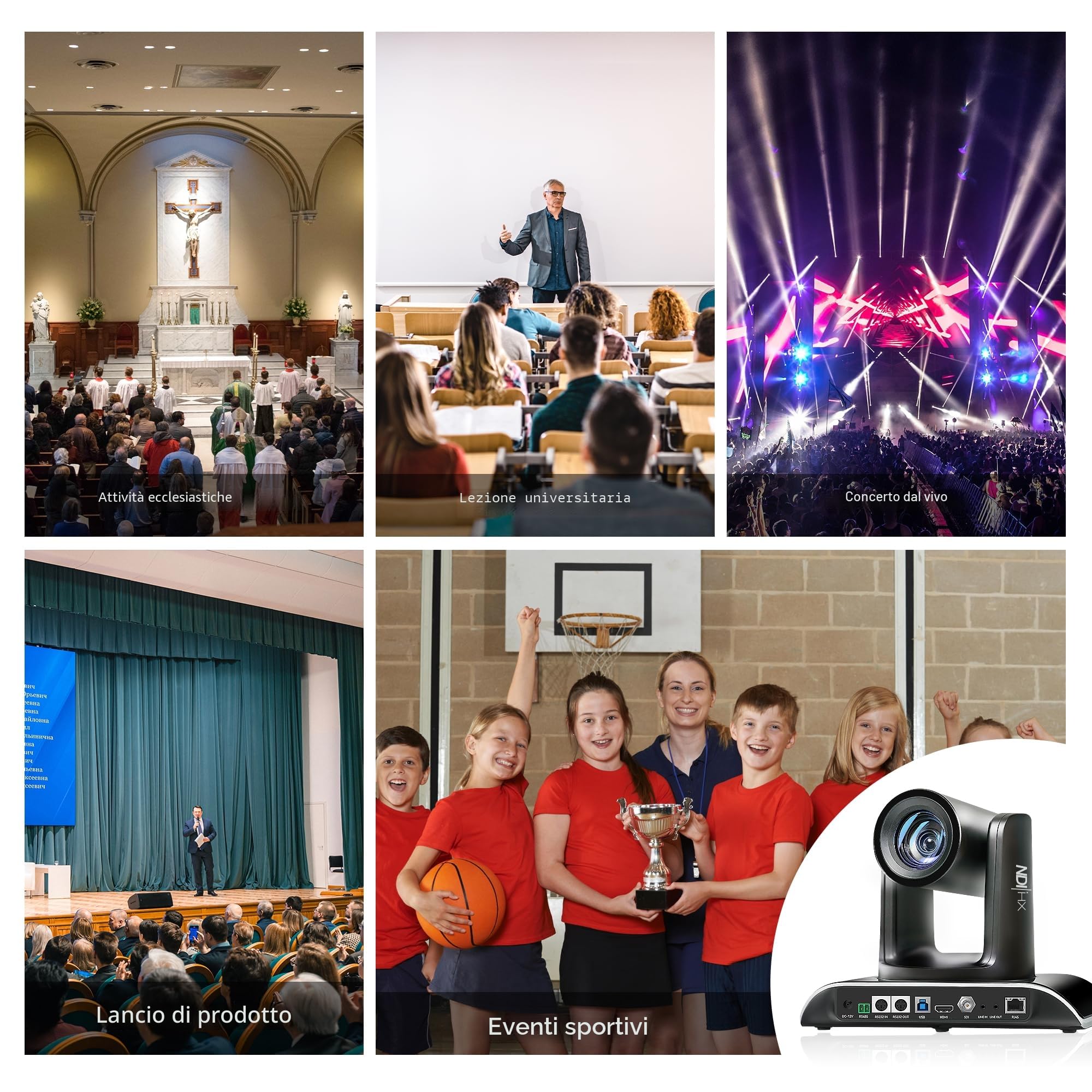 Tenveo Telecamera PTZ NDI Zoom Ottico 30X Digitale 8X SDI/HDMI/USB3.0/LAN PoE Telecamera IP per Streaming Live 1080P 60FPS Tracciamento Automatico AI per Chiesa Grandi Eventi Skype Zoom YouTube OBS
