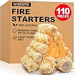110 Pcs Fire Starter - Natural Fire Starters for Fireplace, Pellet Stove, Campfires, BBQ, Pizza Oven, Camping, Fire Pit &Chimney, Smoker, Fire Starters for Grill, Charcoal Starter