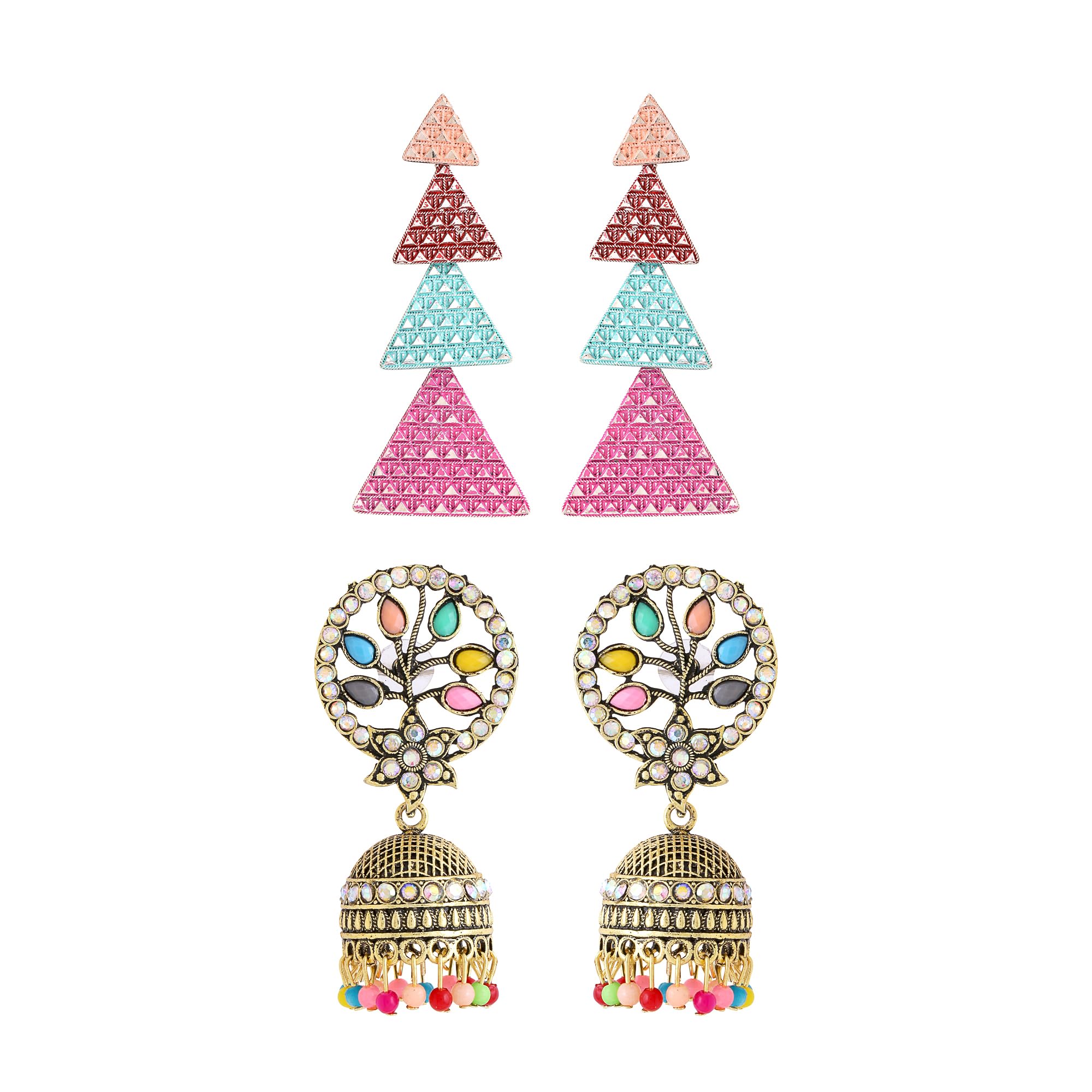 Yellow Chimes Earrings for Women and Girls Traditional Jhumka Drop Earrings | 2 Pair Combo Oxidised Gold Plated Jhumka and Drop Earrings | Birthday Gift for Girls & Women Anniversary Gift for Wife (B0C8TVJ3VN) Amazon Price History, Amazon Price Tracker