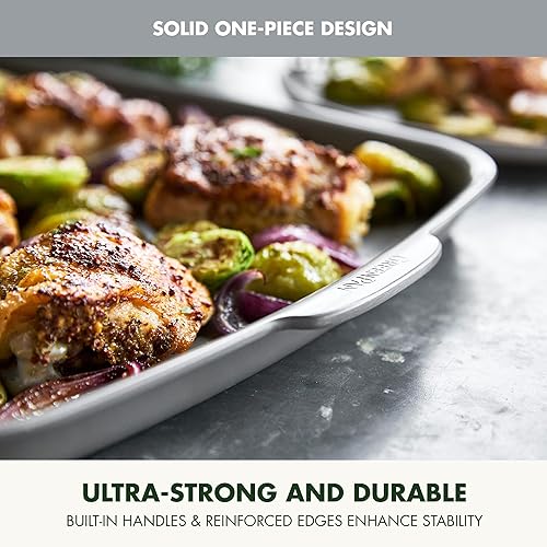 Miniatura 3 de GreenPan Premiere Ovenware Healthy Ceramic - Molde rectangular antiadherente de 18 x 13 pulgadas, aluminio fundido, sin deformación, apto para horno