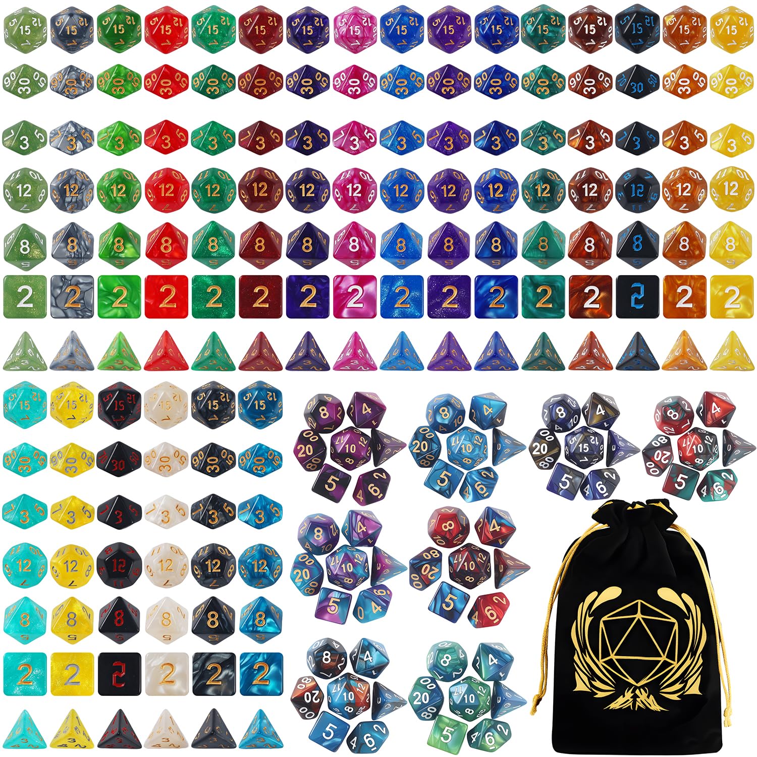 Coyeekn DND Dice Set - Polyhedron Dice 30 x 7 (210pcs) for RPG D&D Dice Dungeons and Dragons Tabletop Role Playing Games