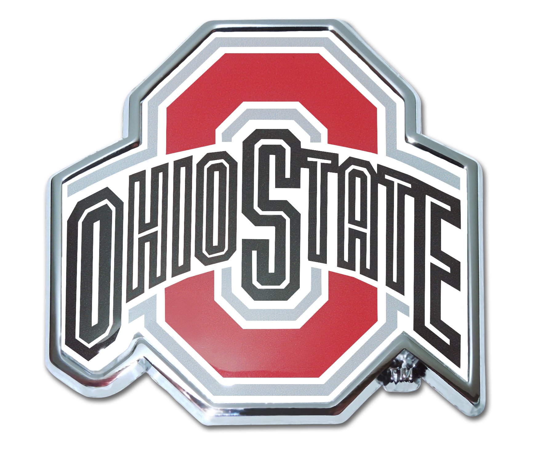 Ohio State Univ. (with color) Chrome Emblem - Domed Color Insert