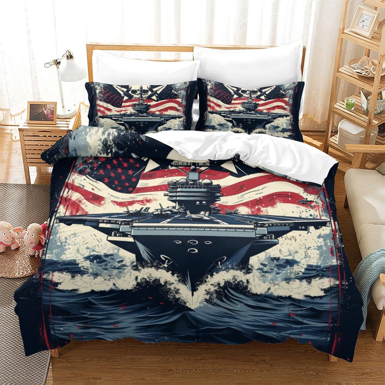 Housse de couette avion 3D parure de lit microfibre 260x220cm pour chambre enfants 3Pcs