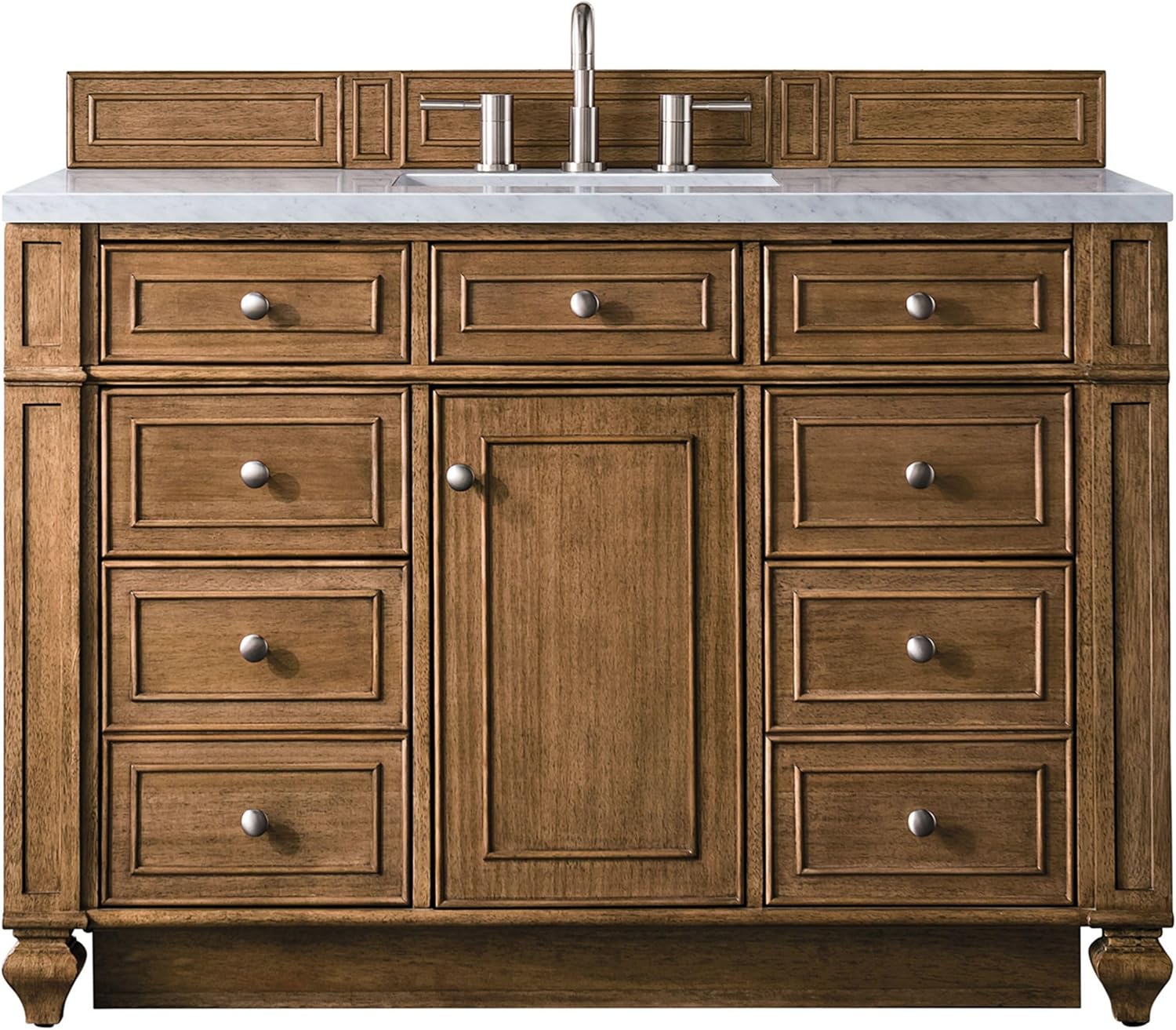 James Martin Vanities 157-V48-3AF Bristol 48" Free Standing Single Basin Hardwood Vanity Set with Arctic Fall Solid Surface Top - Saddle Brown