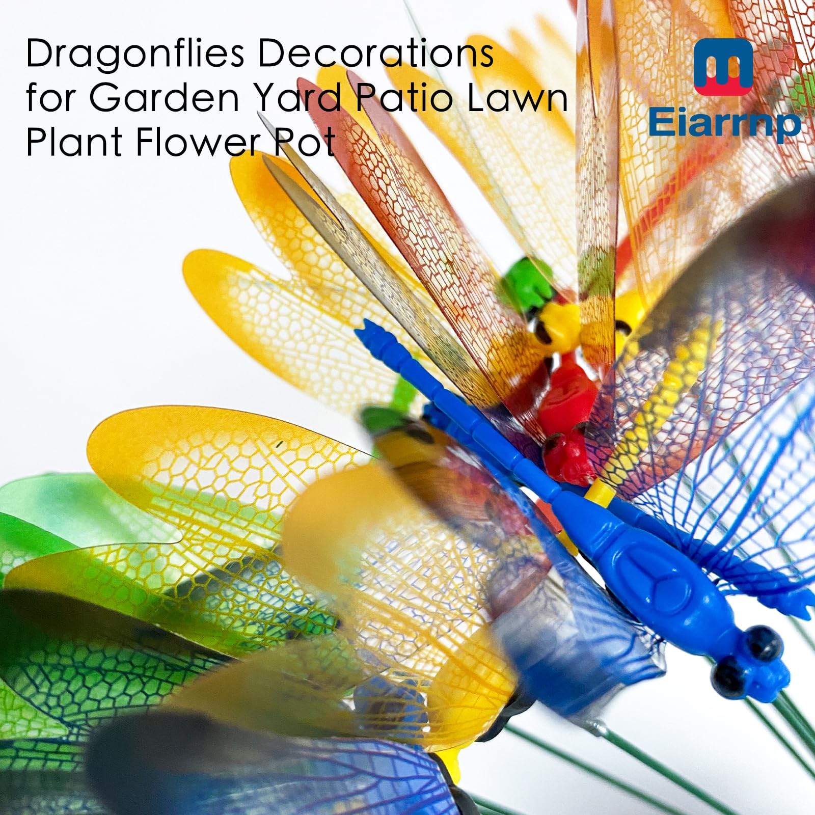 3D Decorative Dragonfly Garden Stakes Dragonflies Garden Decorations for Yard Patio Lawn Plant Flower Pot Decor, 12 Pcs - 3