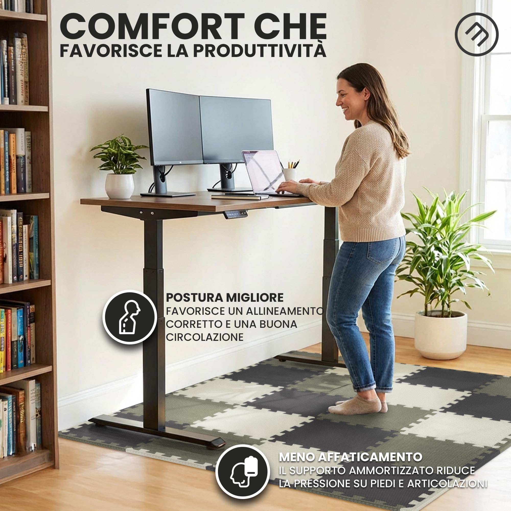 bemaxx Tappeto Palestra Tappetino Fitness da Ginnastica a Puzzle EVA | Pavimento Protettivo Incastro Tatami Allenamento Protezione Sport, Materassino Mattonella Pavimentazione per Home Gym Manubri