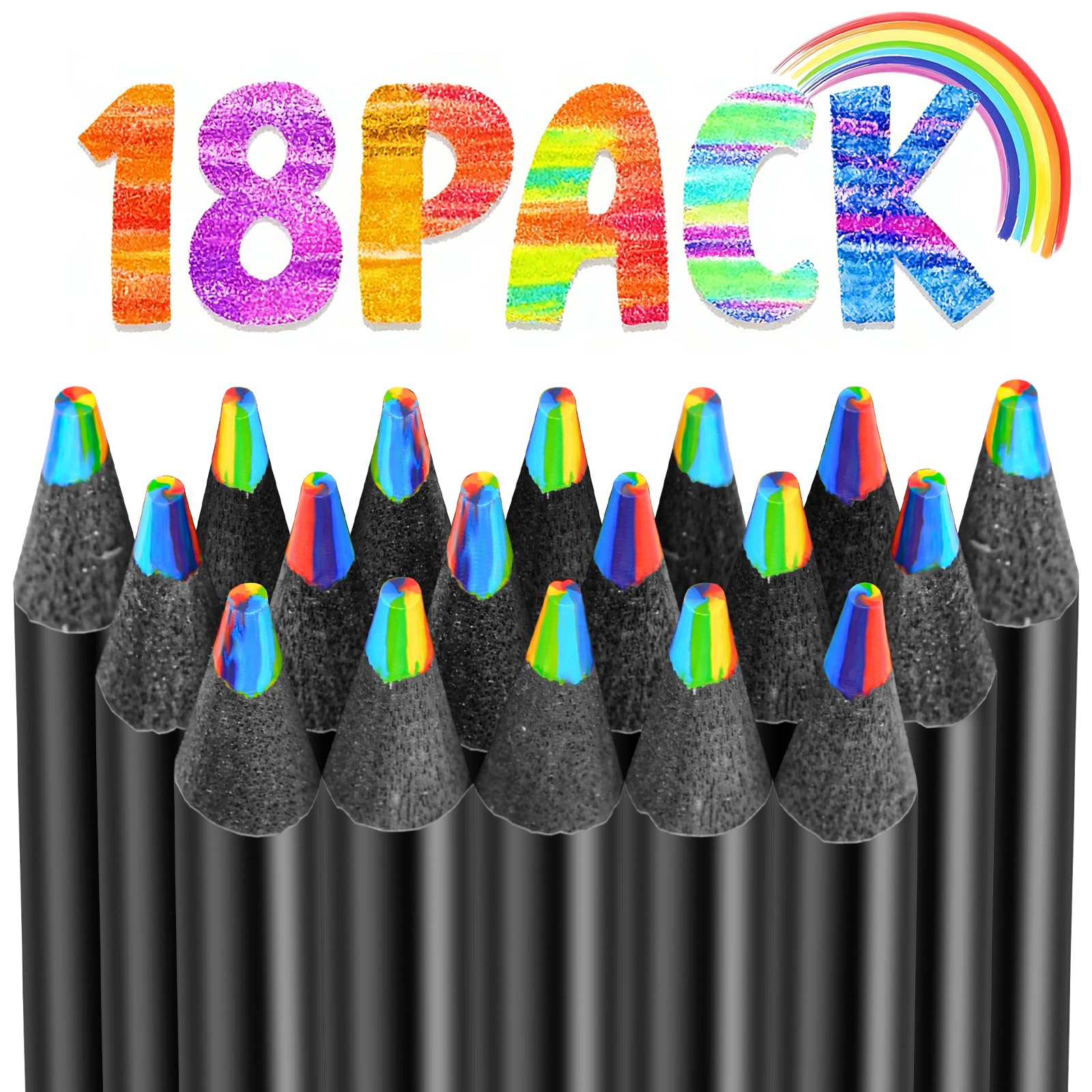 CEYOME 18 Rainbow Colouring Pencils, 7-in-1 Arts and Crafts for Kids & Adults, Party Bag Fillers for Kids Birthday Presents, Art Supplies Drawing Coloured Pencils Creative Gifts for Children Adults