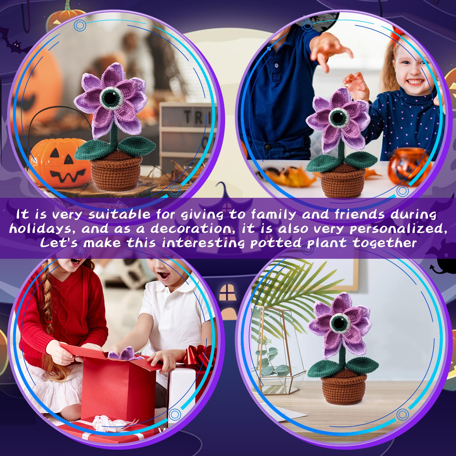 Yizzvb Kit de ganchillo de Halloween para principiantes, kit completo de ganchillo para principiantes, kits de inicio de ganchillo para adultos con tutoriales de video paso a paso, kits de animales de