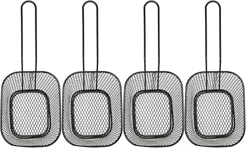 Miniatura 6 de 4 coladores de malla para freidora, soporte de malla para papas fritas, cesta para freír papas fritas y pollo frito (negro)