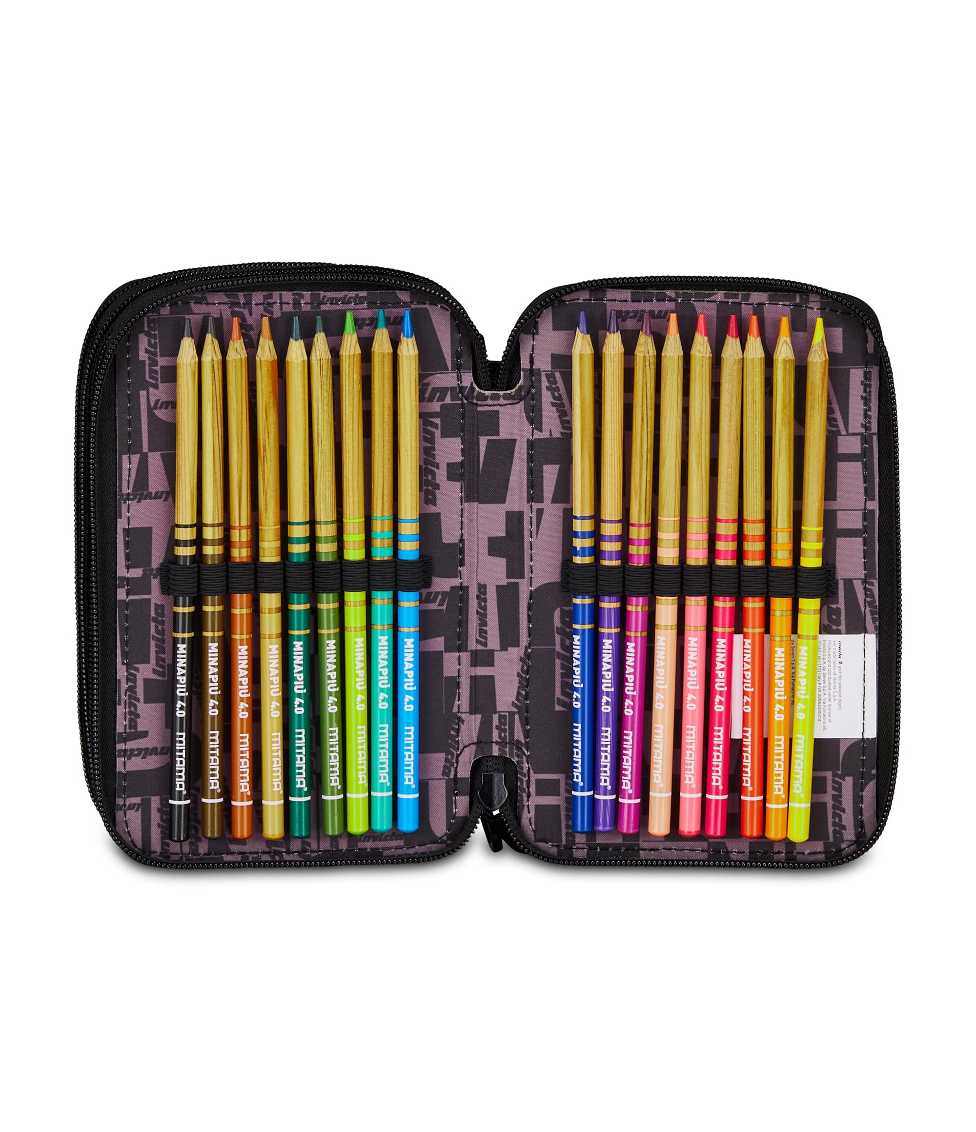 Invicta Astuccio Scuola 3 Zip Fantasy, Blu, Portapenne Triplo Scomparto Completo Di Penne, Matite, Colori, Accessori Zaino, Scuola Elementare, Bambina