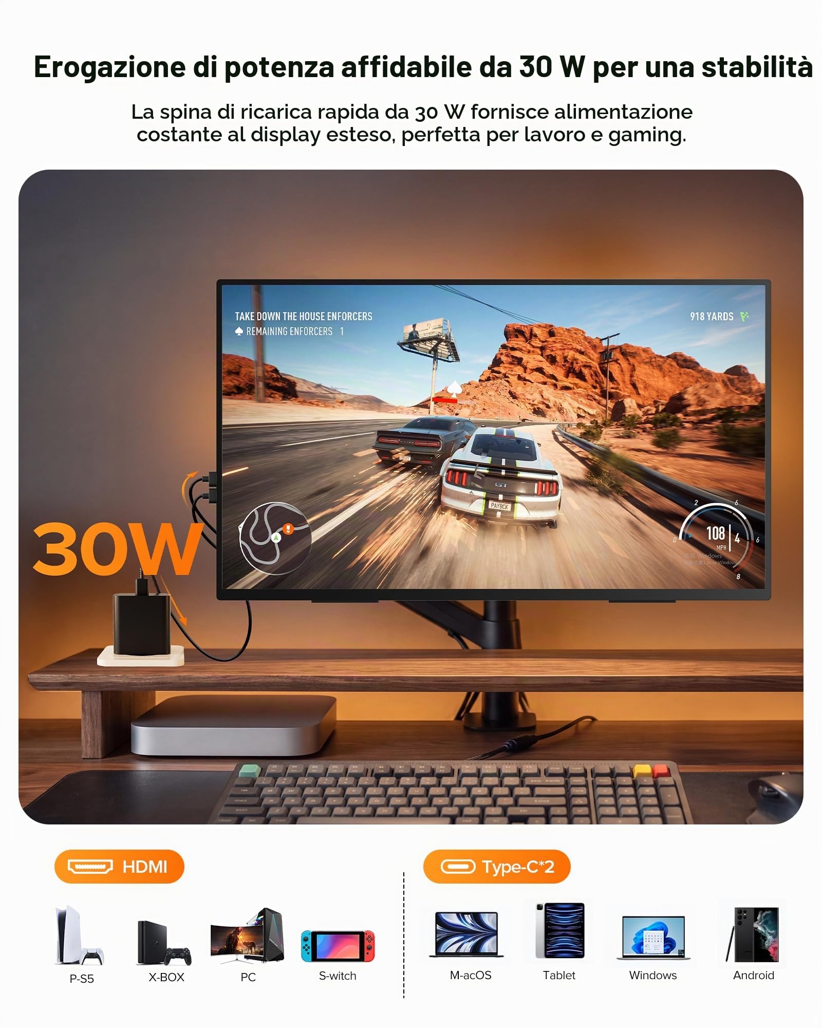 EVICIV 24" 144Hz QLED Monitor Portatile 145% sRGB 2000:1 450 Nits, Full HD 1080P con HDMI e USB-C per laptop/Console di Gioco/Smartphone/mini PC, Secondo Schermo Esterno per Gaming e Lavoro
