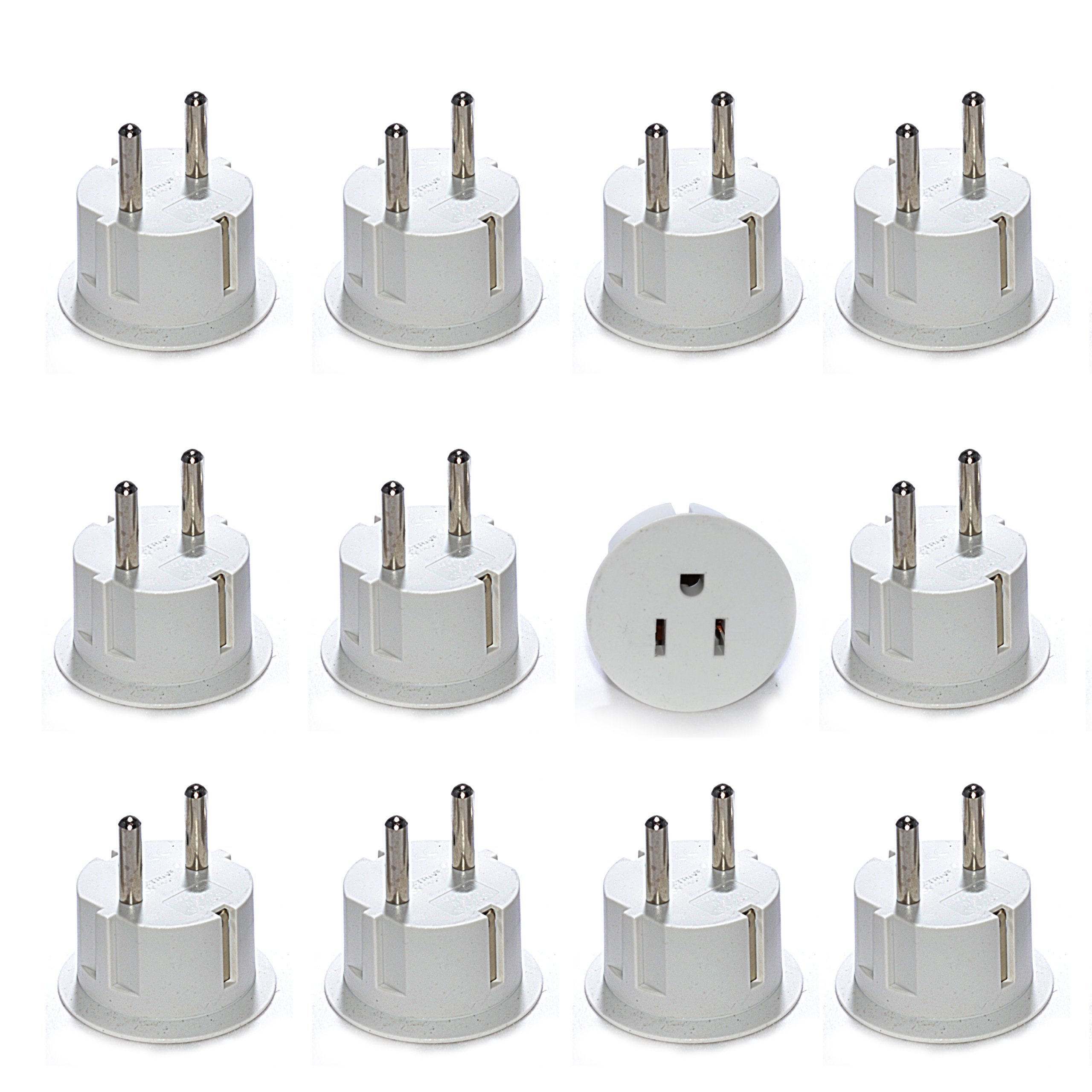 OREIOREI American USA To European Schuko Germany Plug Adapters CE Certified Heavy Duty - 12 Pack
