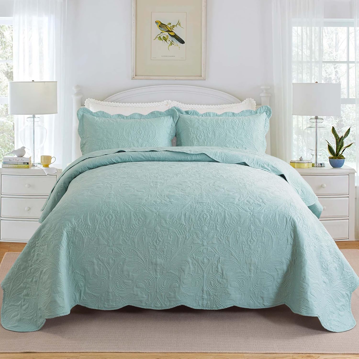 HoneiLife Quilt Set Queen Size 3 Pieces Queen Quilt