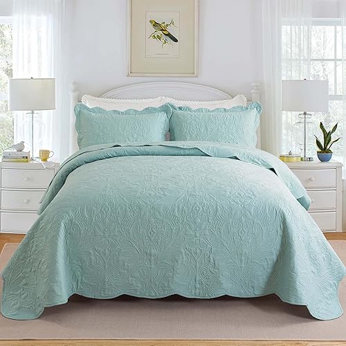 HoneiLife Juego de edredón tamaño Queen Juego de ropa de cama de 3 piezas de edredón de microfibra, colchas ligeras, cubrecamas reversibles, funda