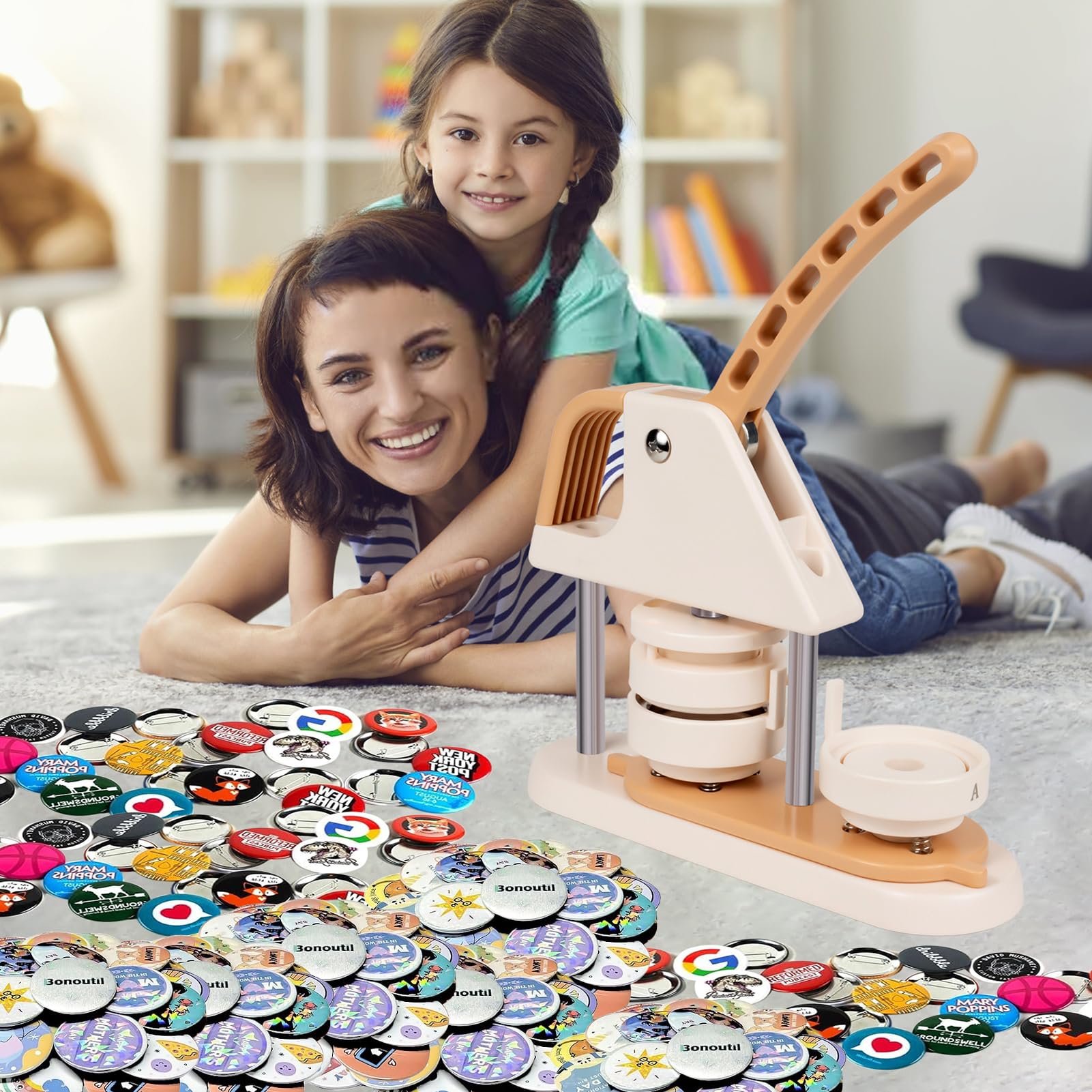 Machine à boutons, 58 mm à faire soi-même, kit de presse de badge personnalisé avec 100 pièces de bouton et coupe-cercle pour cadeaux