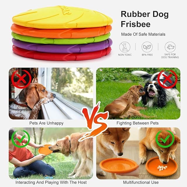Foto 6 de 6 de PETCUTE Frisbees para Perros de 2 Piezas,Frisbee de Juguete para Perros,Frisbee de Goma,Discos para Perros,Se…