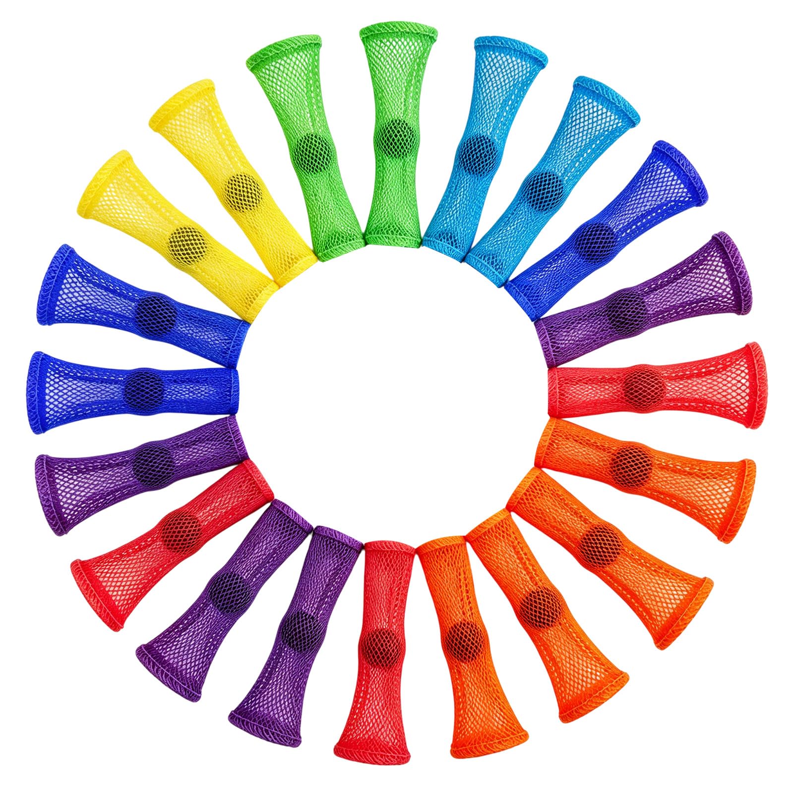 24 Pack Marble Mesh Fidget Toy, Colourful Silent Fidgets Set Braided Mesh Tube with Marbles Soothing Stress Relief Sensory Toys Quiet Fiddle Toys for Anxiety Focus for Kids and Adults (6 Colours)