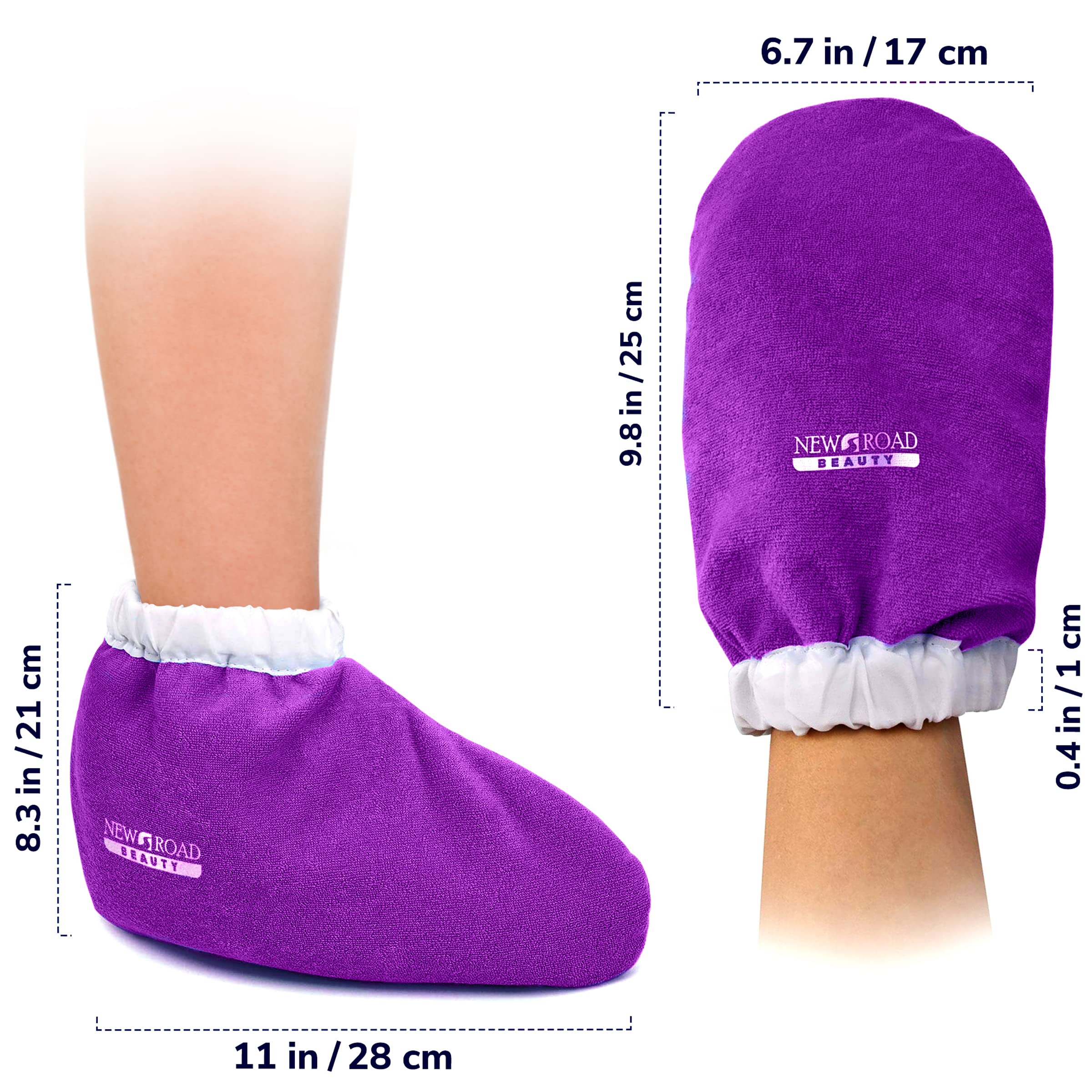 Guante y botín de baño de cera de parafina, paño grueso de rizo aislado de terapia térmica utilizado para el tratamiento de cera de parafina, morado
