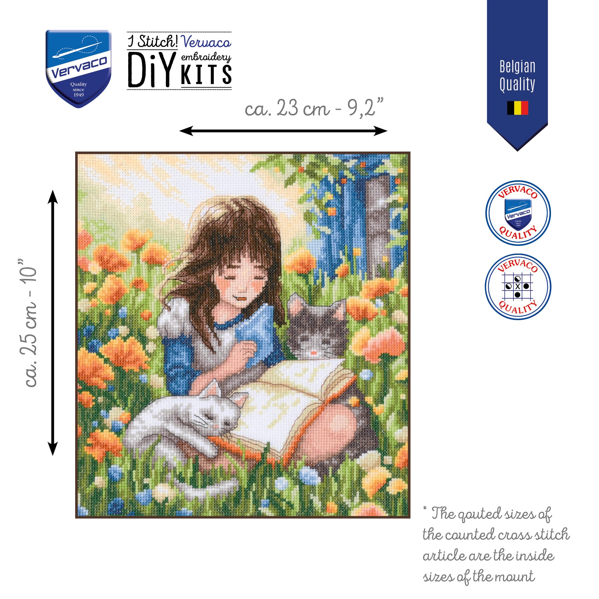 VERVACO Haft Krzyżykowy Liczony Zestaw Obraz do Haftu RELAKS W OGRODZIE Zrób to Sam Zestaw Kreatywny dla Dorosłych 23 x 25 cm Dekoracja Ścienna DIY Cross Stitch Kit