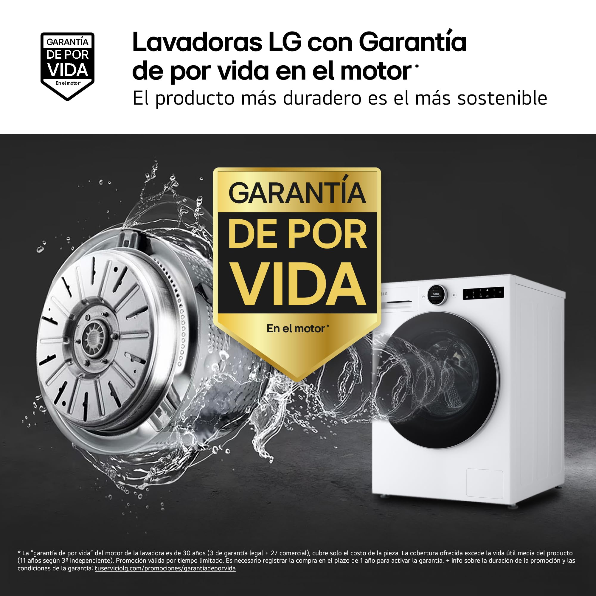 LG F4X7509TWS, Lavadora Inteligente 9 Kg, AI Direct Drive, 1400rpm, Clasificación A, TurboWash 360º, Vapor Steam, Autodosificación, Serie 750, Blanco