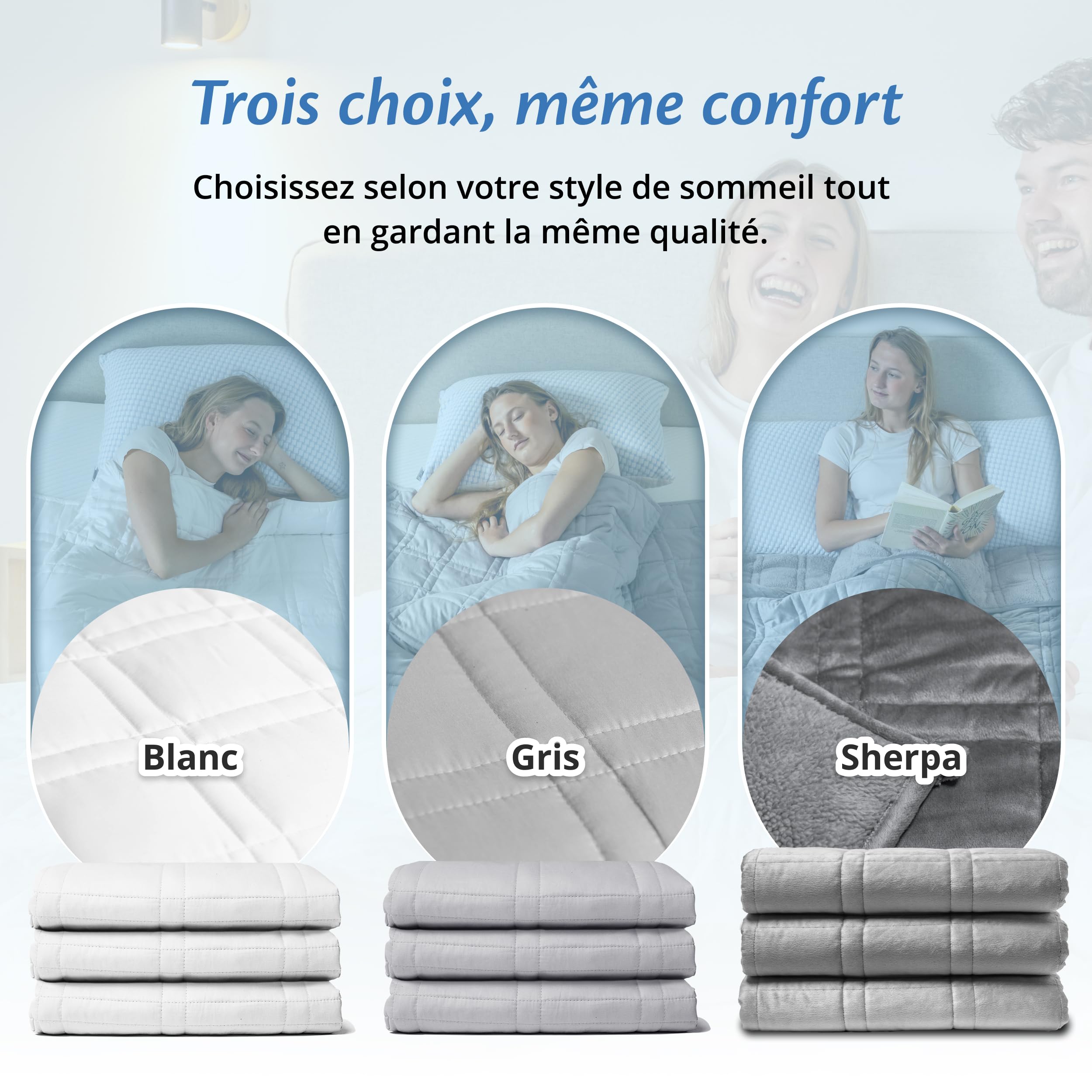 Ella Couverture Lestée Adulte 150x200cm 11kg - Couverture Pondérée Relaxante & Calmante - 7 Couches, Perles de Verre Hypoallergéniques, Couche Externe Coton Doux & Rafraîchissant - Weighted Blanket