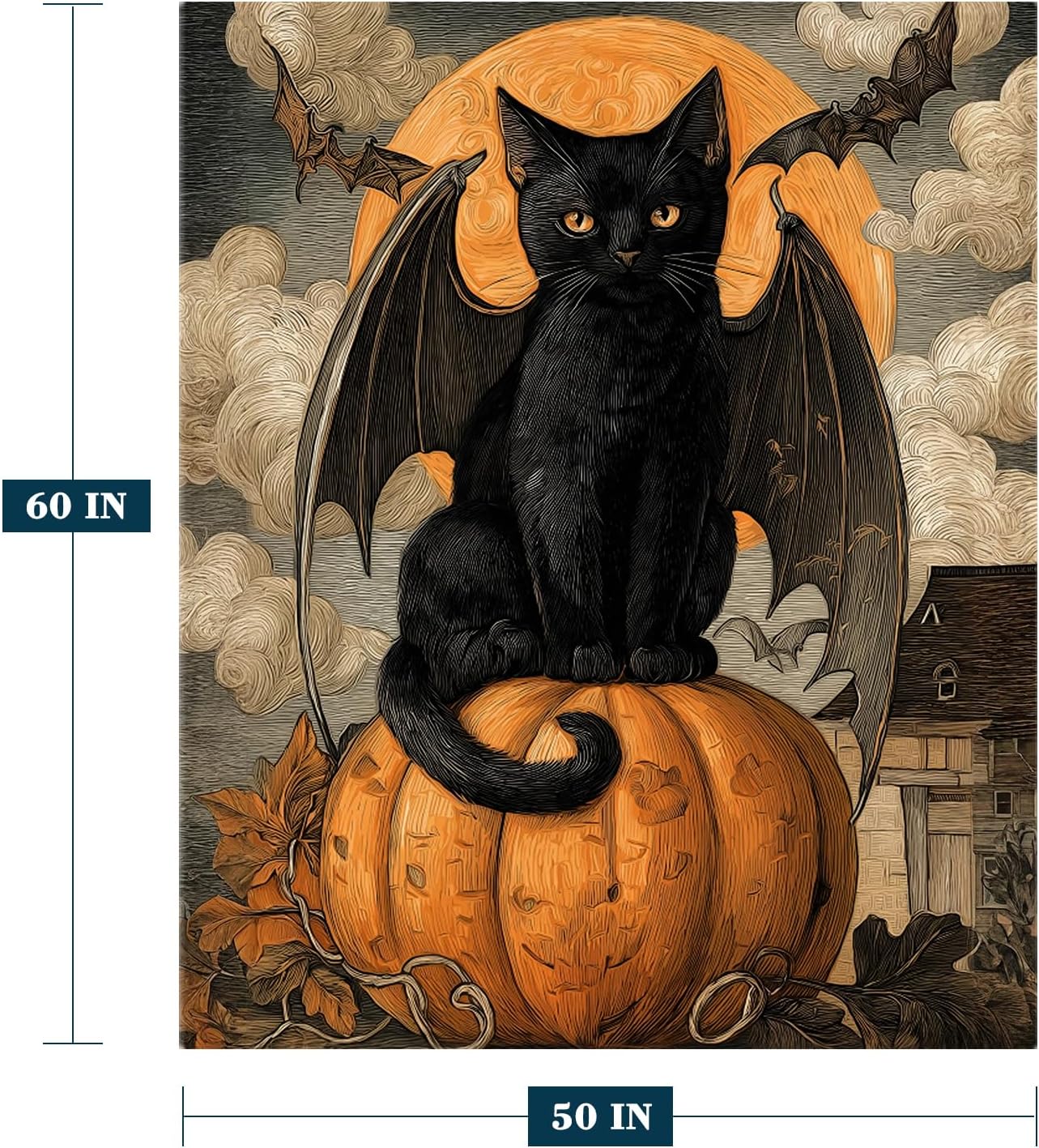 YeeJu Halloween Fleece Throw Blanket for Couch Sofa Lap Bed Living Room Black Cat Pumpkin Throw Blanket Cozy Soft Fuzzy Plush Blankets and Throws Bedroom Decorative Blanket 50x60 - Image 2