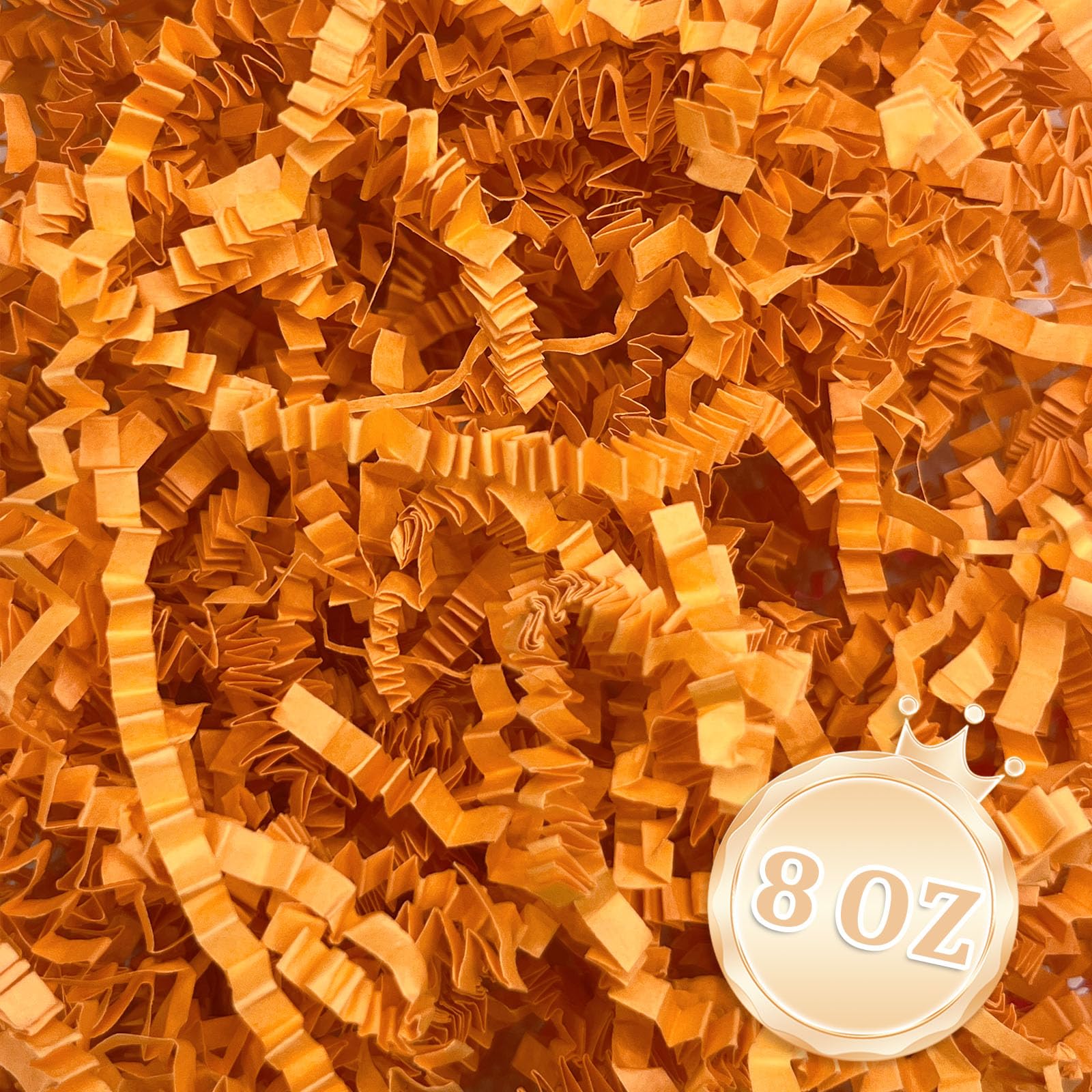 Zankubom 1/2LB Orange Crinkle Cut Paper Shred Filler Great for Gift Wrapping, Basket Fillers, Birthday, Gift Wrapping, Anniversary, Halloween Thanksgiving Christmas Party Decor Filling Supplies