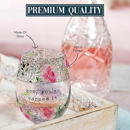 Miniatura 4 de Pavilion Gift Company - Vaso de vino sin tallo de 18 onzas para mamá, regalos para mamá de hija, hijo, niños, regalos del día de la madre para mamá,