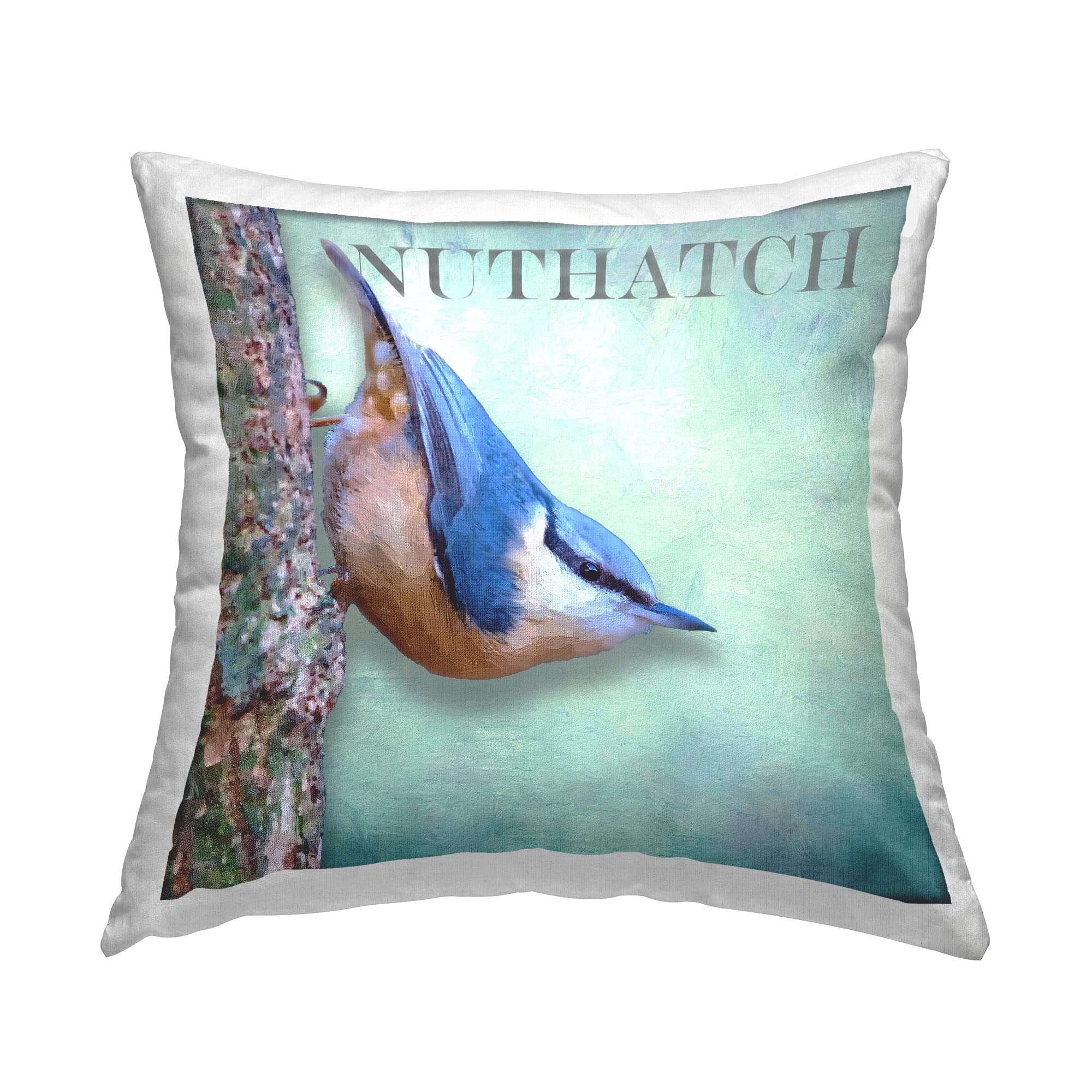 Stupell IndustriesBlue Nuthatch Bird Woodland Nature Design by Alpenglow Workshop Throw Pillow, 18 x 18
