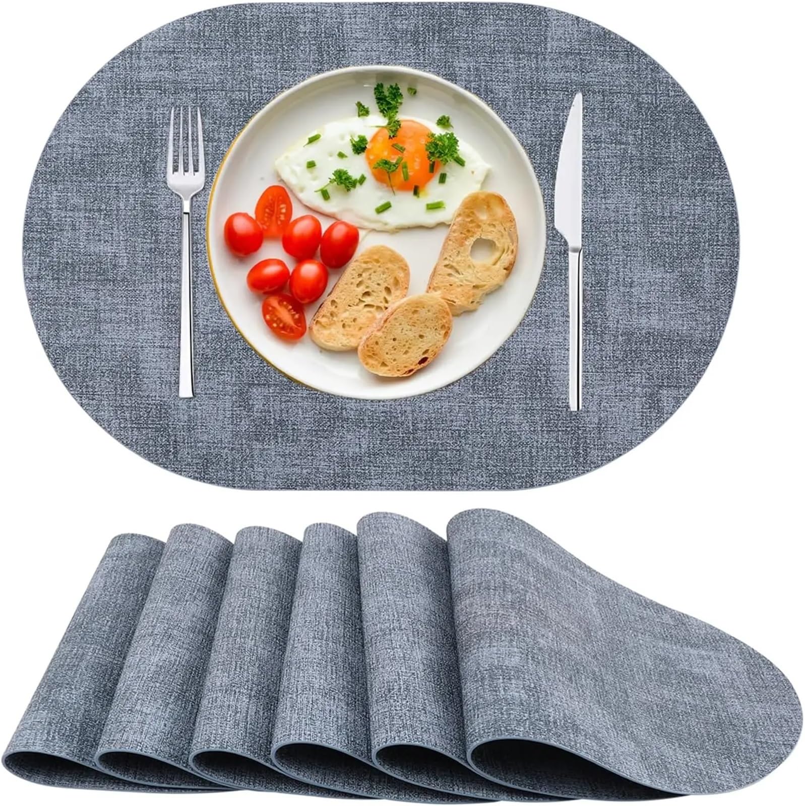 Placemats Placemats Set Of 6, Faux Leather Heat Resistant Wipeable Washable Place Mats, Non-Slip Table For Dining Kitchen(Light a)