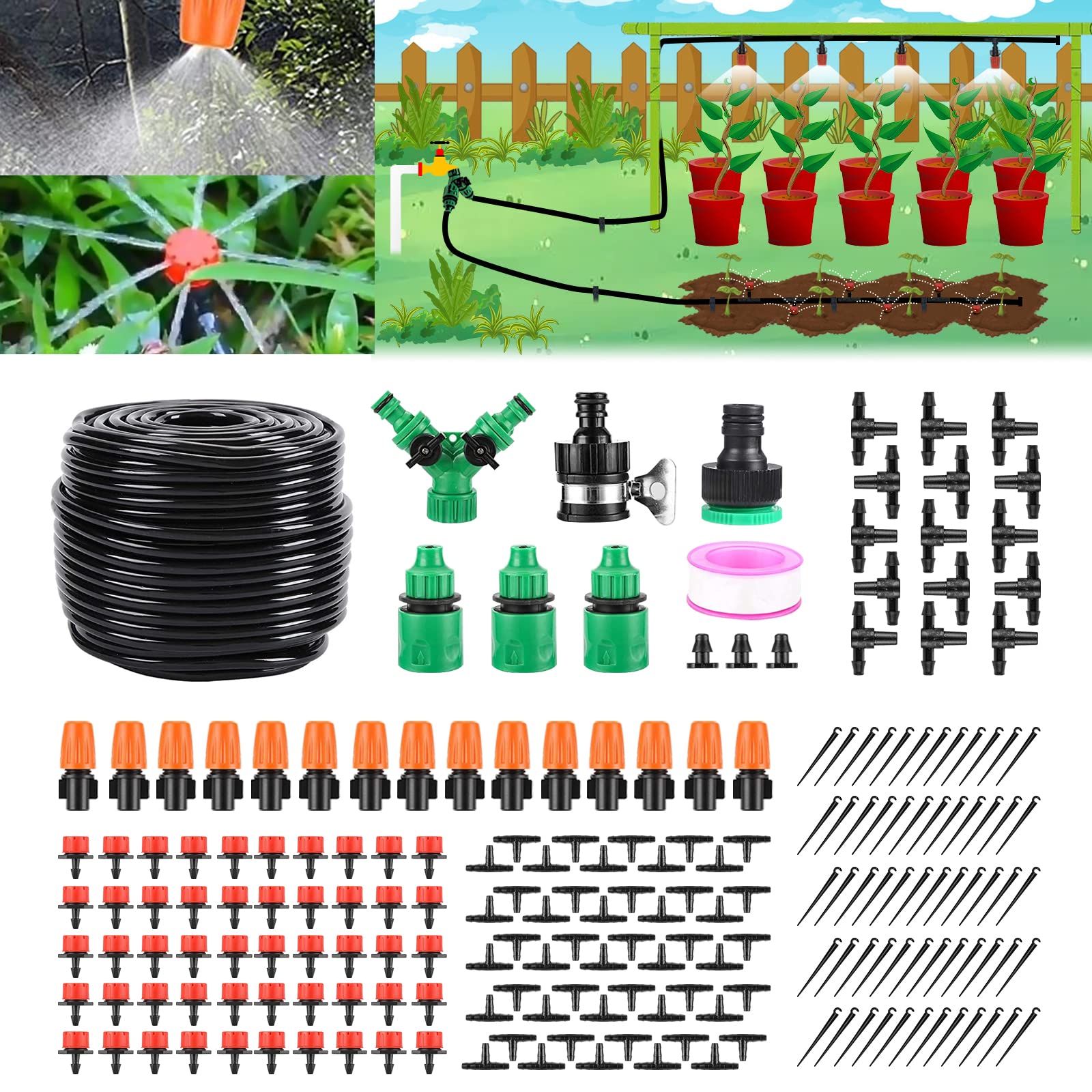 Buy Drip Irrigation Kit 164FT Greenhouse Micro Automatic Irrigation