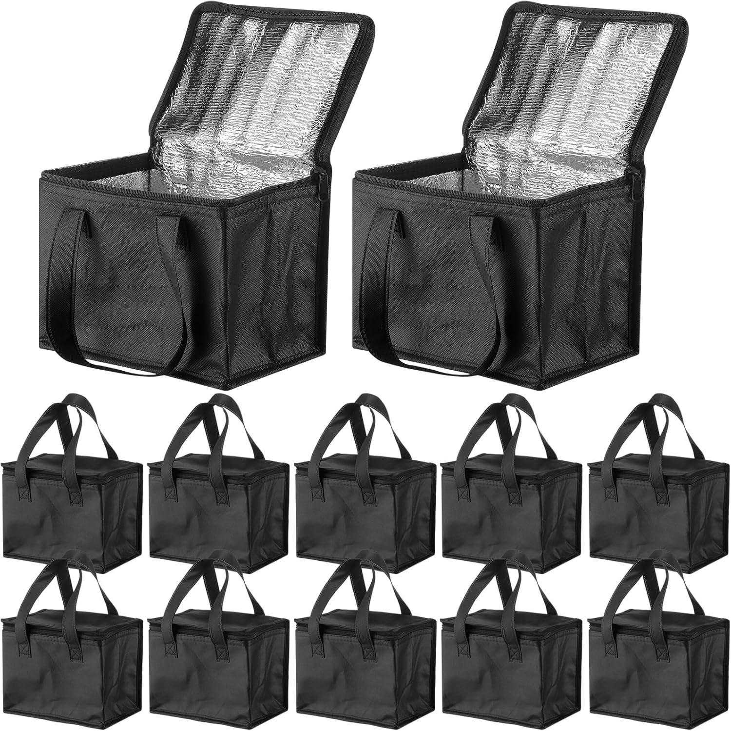 Norme Paquete de 12 bolsas de almuerzo aisladas a granel, bolsa para entrega de alimentos, juego de cajas de almuerzo a prueba de fugas, bolsas