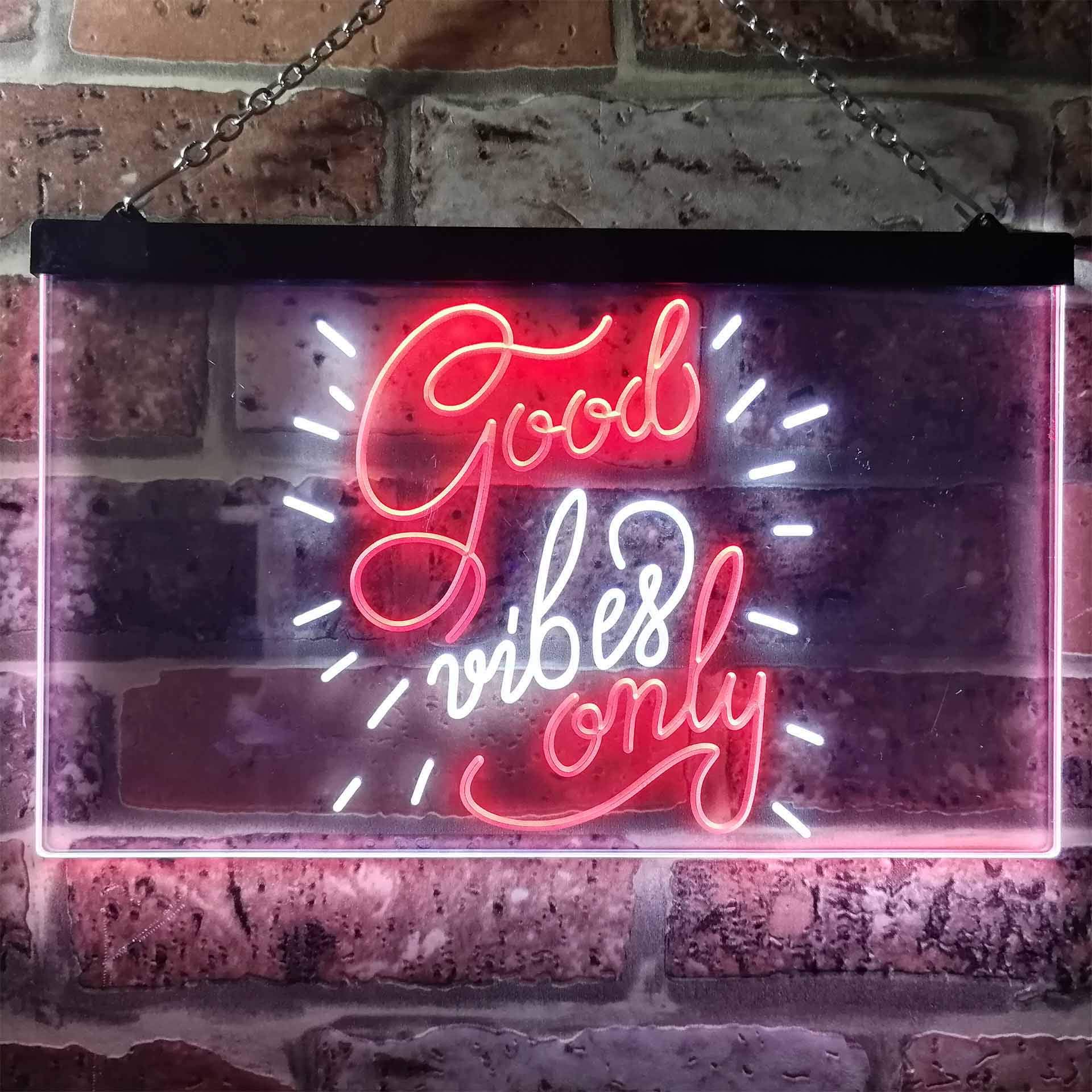 ADVPRO Good Vibes Only Man Cave Bar Room Décor Dual Color LED Neon Sign White & Red 24