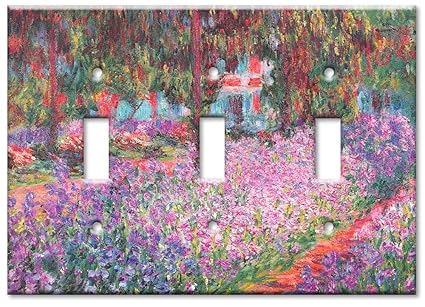 Triple Gang Toggle Wall Plate - Monet: The Artist's Garden