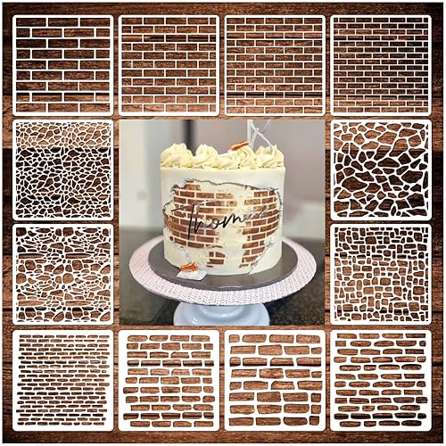 12 plantillas de ladrillo para plantillas, plantillas de pared de ladrillo de 6 x 6 pulgadas, plantillas reutilizables para manualidades,