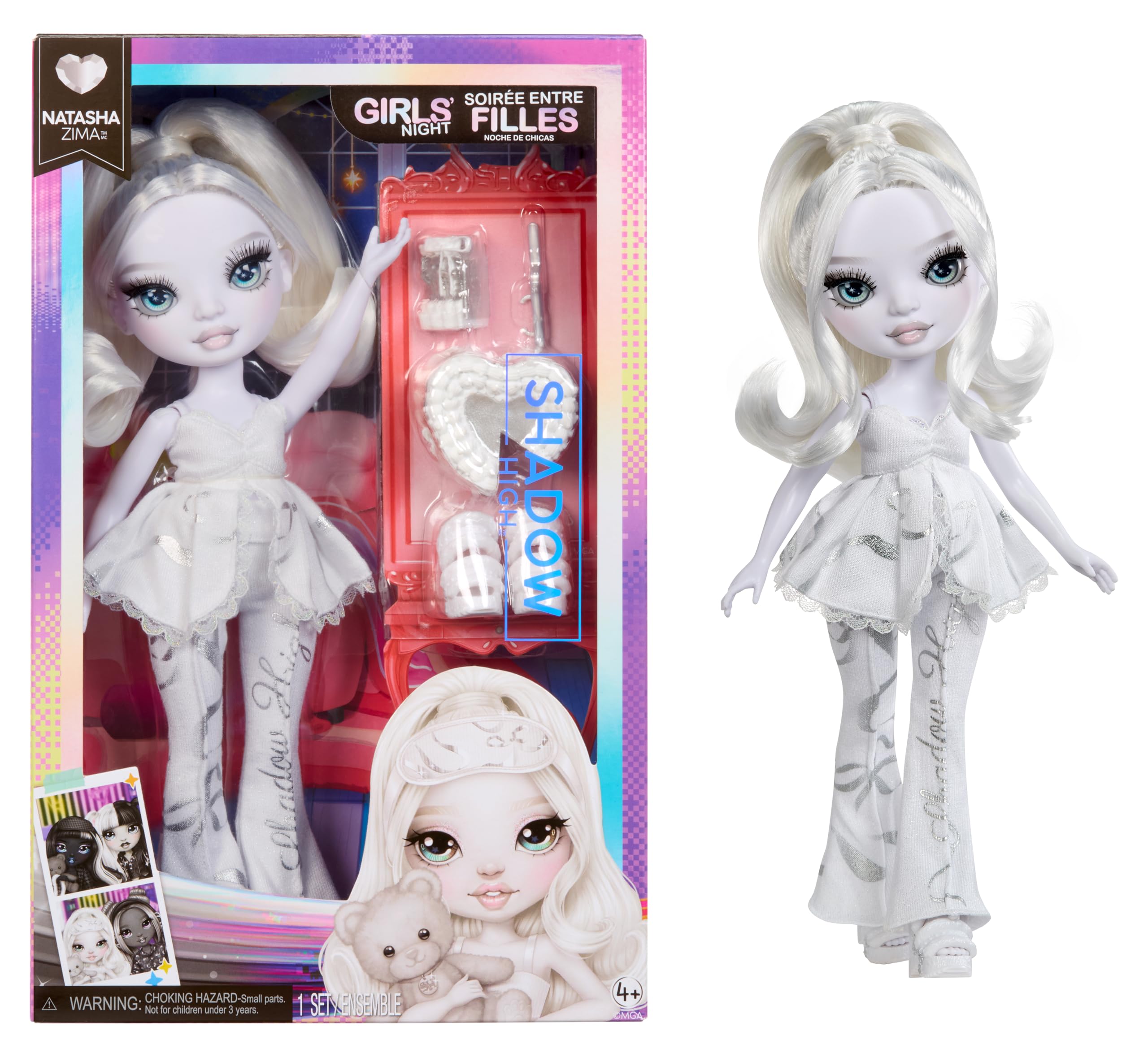 Rainbow High Shadow High Girl's Night - Natasha Zima - Greyscale 28cm Fashion Doll, White Hair & Silver Outfit with Accessories and Comb - for Collectors & Children Ages 4+