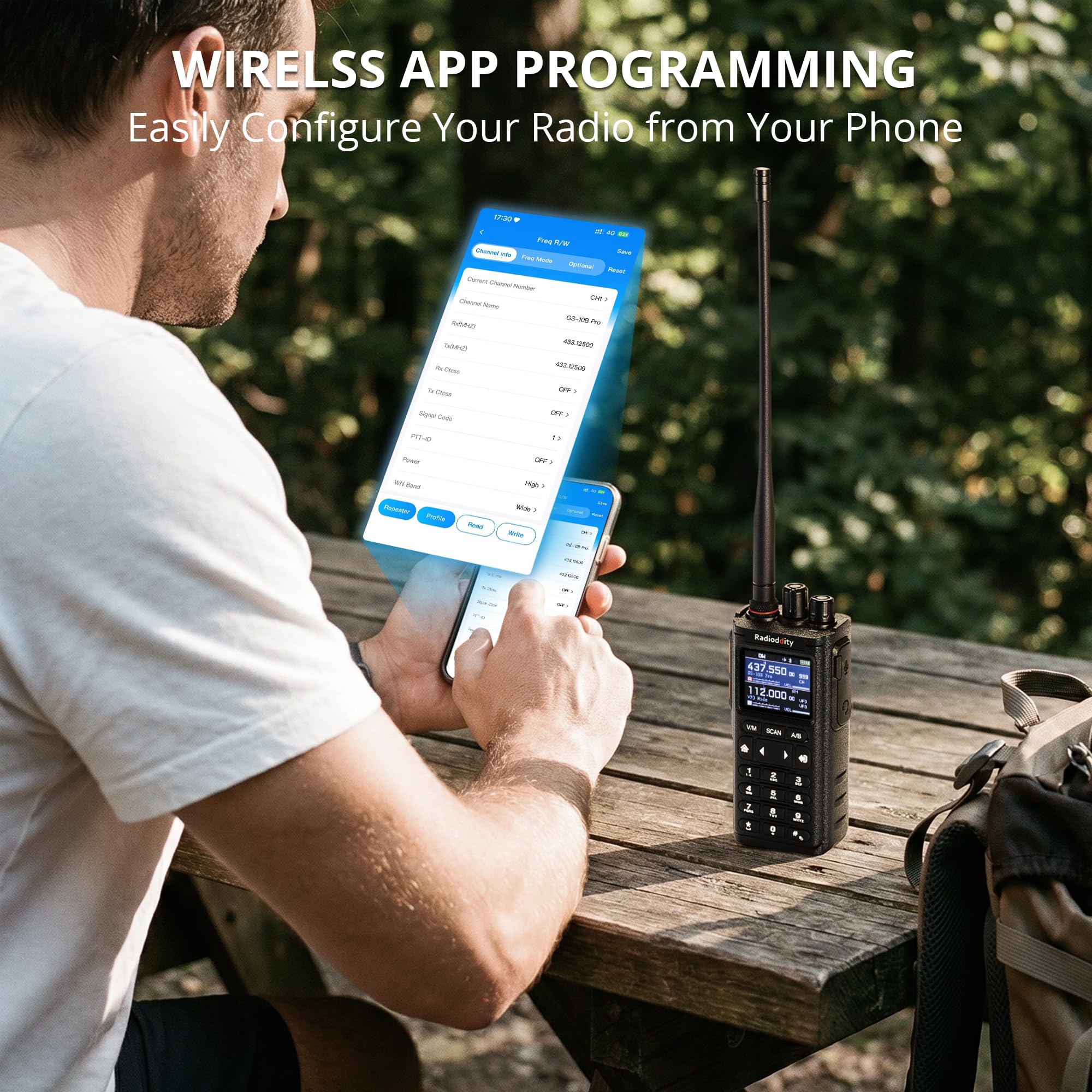 Radioddity GS-10B Pro Ricetrasmettitore Radioamatore, 8W Dual Band, Spettro in Tempo Reale, Ricevitore HF SSB CW Banda Aerea, App Prog, 999 CH, Antenne Donut SW/MW, HT Portatile per POTA & Field Day