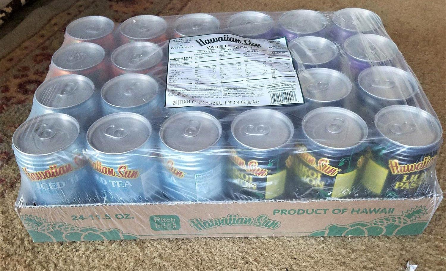 Hawaiian Sun Tropical Fruit Drinks 11.5 fl oz Cans (Variety Pack, 24 Cans)