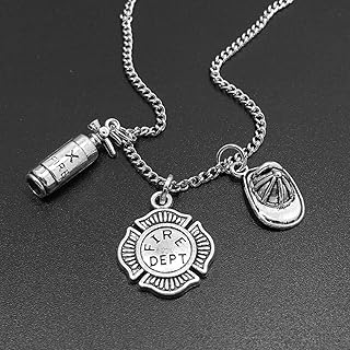 WDBUN Collana Pendente Collana con Ciondolo Cappello estintore di Nuova Moda Collana con collane Punk retrò Regalo per Uomo Gioielli Guerriero Pompiere Natale Festa della Mamma Regalo