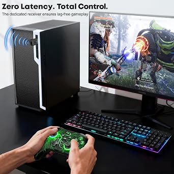 AXYBCOOL Wireless PC Controller with Stand, PC Gaming Controller with Linear Triggers/Vibration/Turbo - No Dead Zone - Bluetooth Controller for PC/Switch/Switch 2/iOS/Android