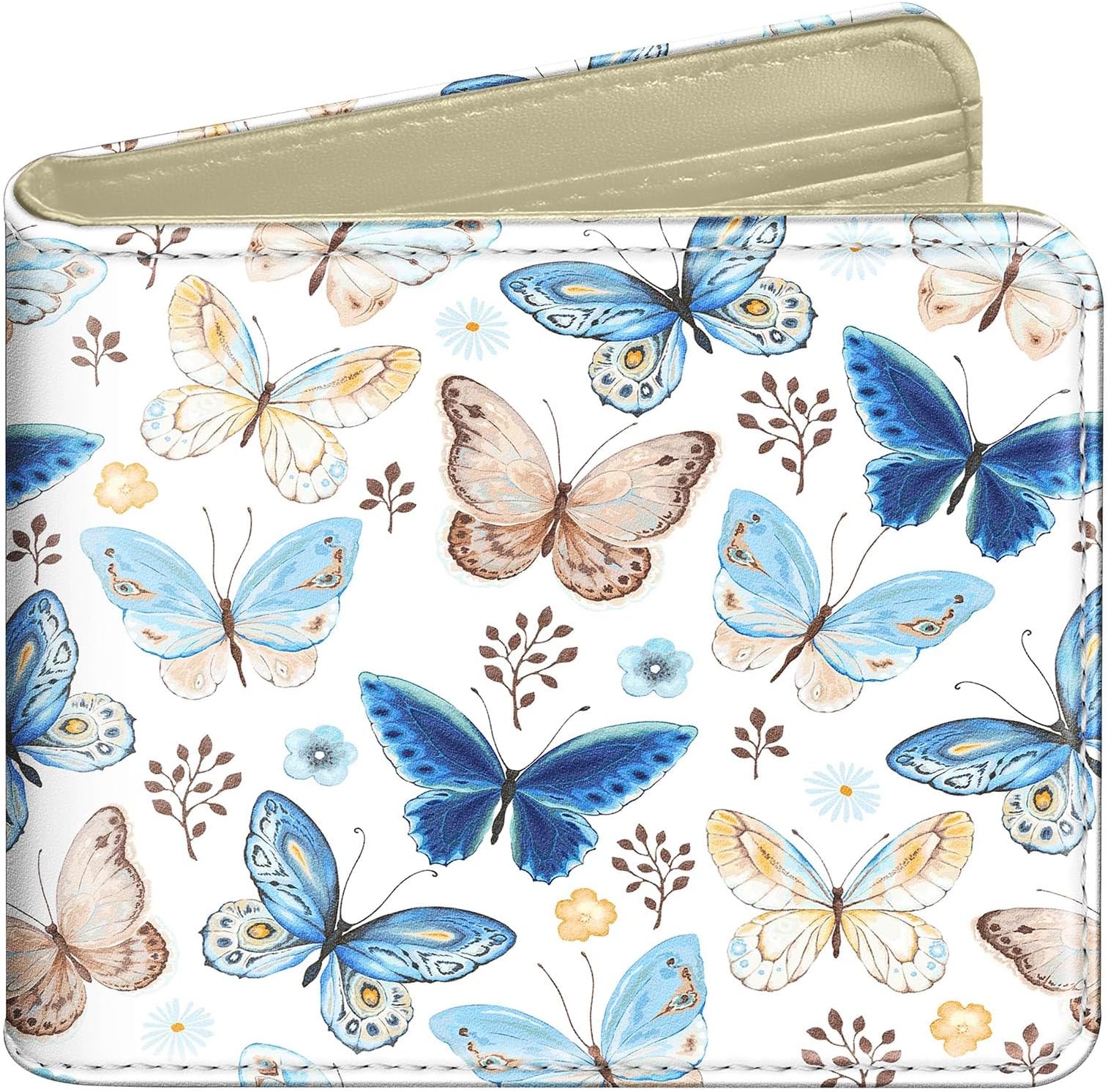 BistupGirls Wallet Cute Leather Bifold Wallet Butterfly for Women Teen Girls Blue Butterfly Girly Pretty Credit Card Cash Id Holder Rfid Blocking Bi Fold Small Wallets With Coin Pocket Slim Kawaii