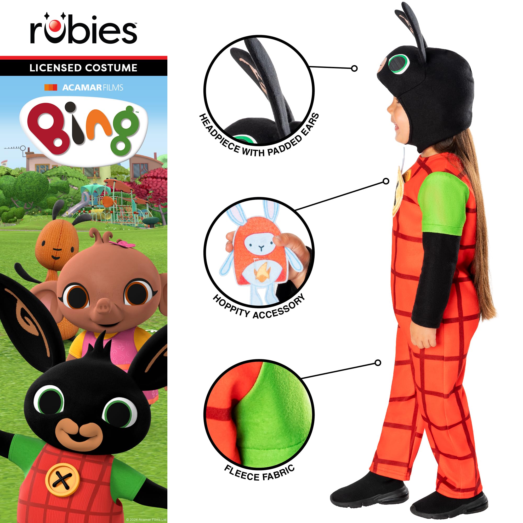 Rubies Official Bing Deluxe Child Costume, Kids Fancy Dress, Size Ages 3-4 Years Halloween, Mulicolour - Image 3