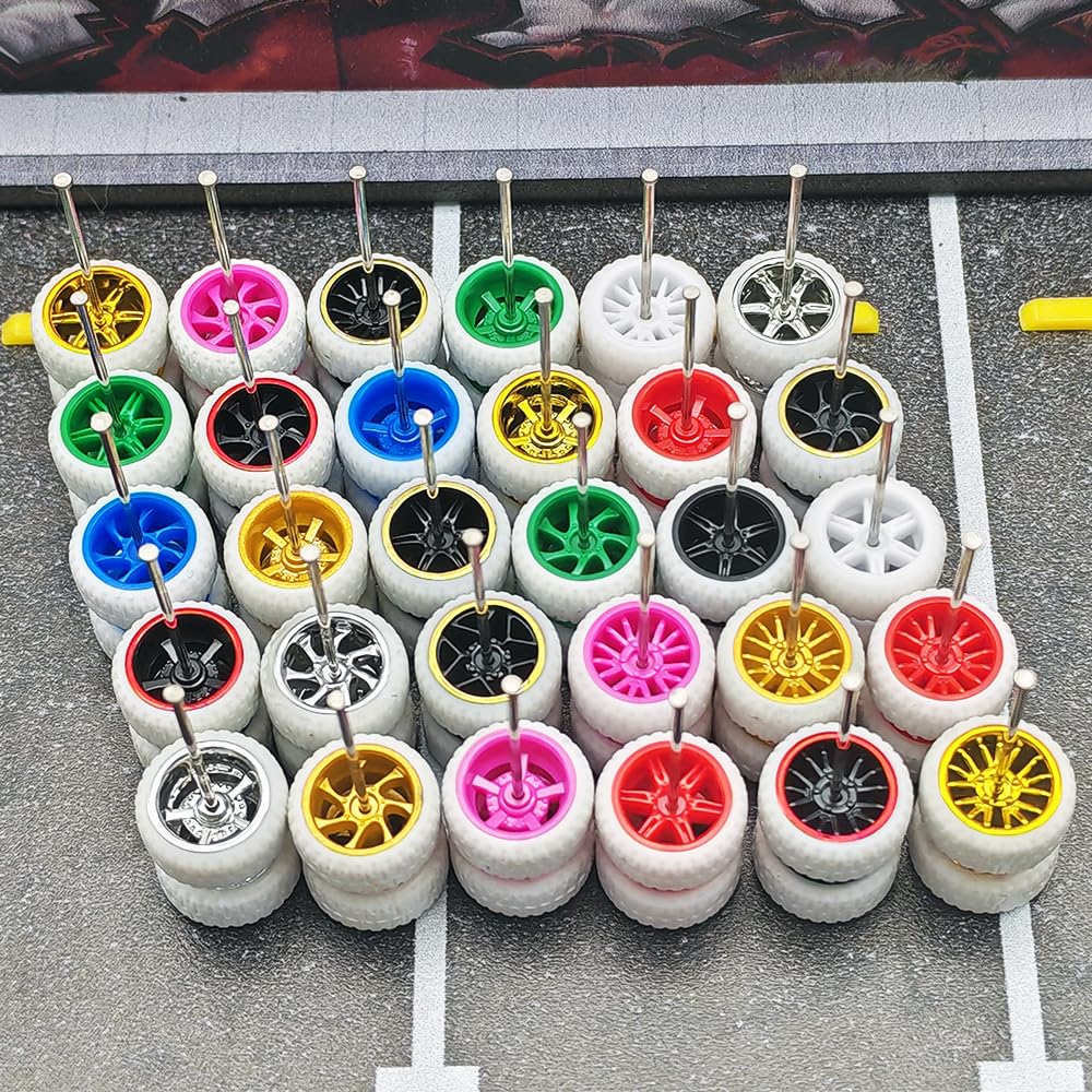 WAVEIST 1/64 Wheels and Tires，Real Rider Series，Mixed 10 sets of White Wheels.(10 Mixed White Wheels)