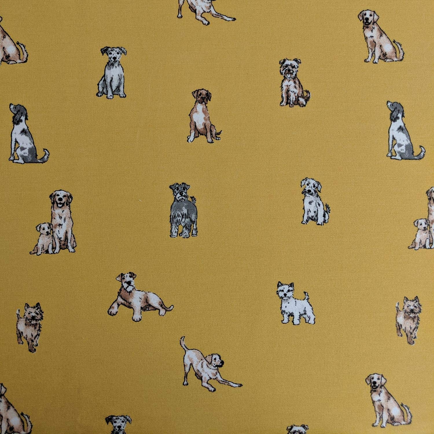 Buy Shabby Dogs Design Cotton Rich Linen Look Fabric for Curtains
