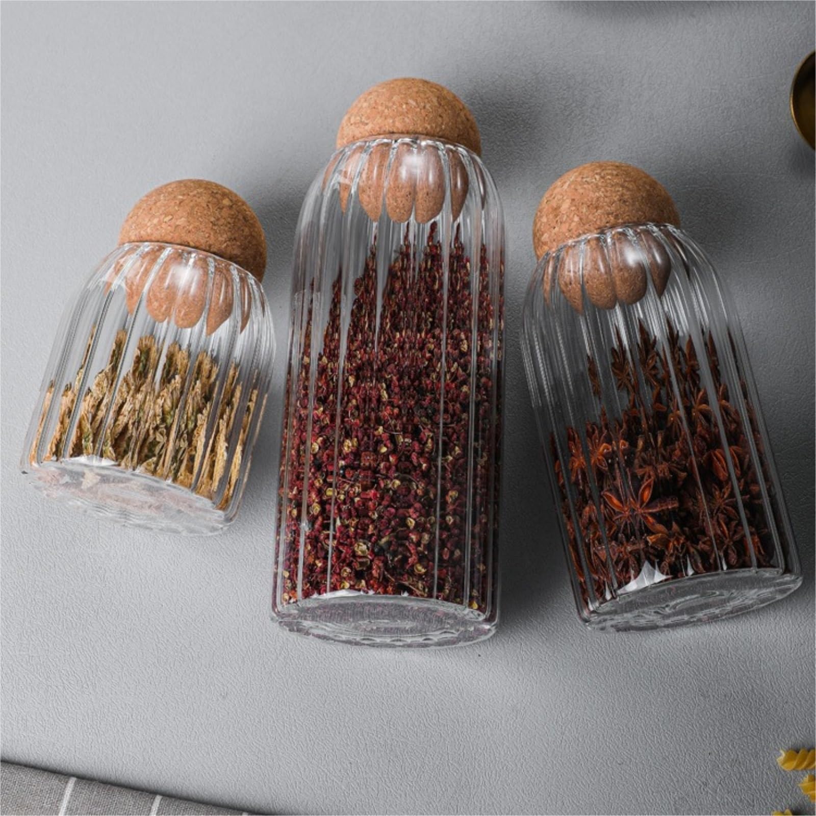 Vorratsgläser - Küche Luftdicht 3er-Set Vorratsgläser Aus Glas Mit Korkkugelverschluss, Praktische Aufbewahrung Vorratsdosen