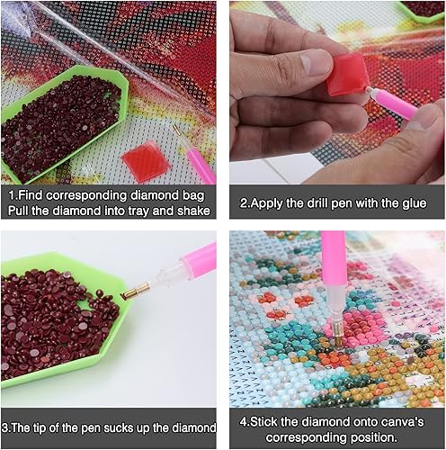 Miniatura 5 de abcGoodefg Diamonds - Kit de arte de diamantes para adultos, 6 unidades, pinturas artísticas de diamantes 5D para bricolaje, juego de flores,