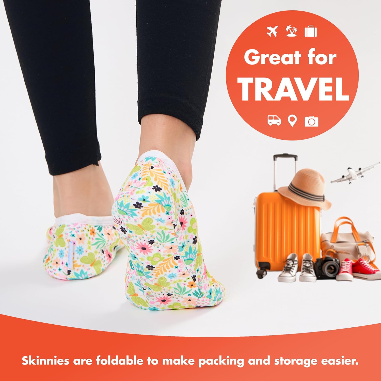 Snoozies Skinnies Butterflies Bees slipper socks for Women Sherpa Lining Soft Non Slip and Foldable - Image 4